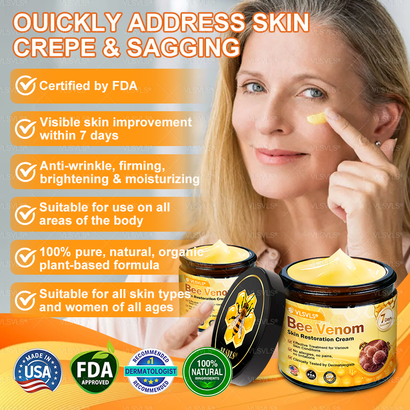 Made and Shipped from USA ✨ VLSVLS® Bee Venom Skin Restoration Cream 🌸 Anti-aging,Hydrating, Skin Repair, Even Tone, Acne and Dark Spot Treatment, Wart and Mole Removal, Psoriasis Relief CS 🔥 LAST DAY 80% OFF 💎